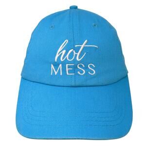 Hot Mess Strapback Baseball Cap Blue One Size Adjustable Embroidered Just Be